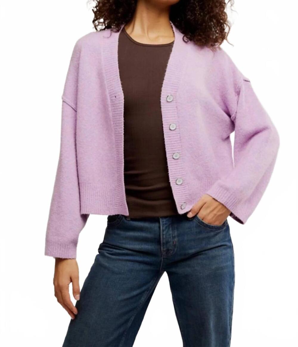 NEW FREE PEOPLE women's cool of the night cardigan in purple